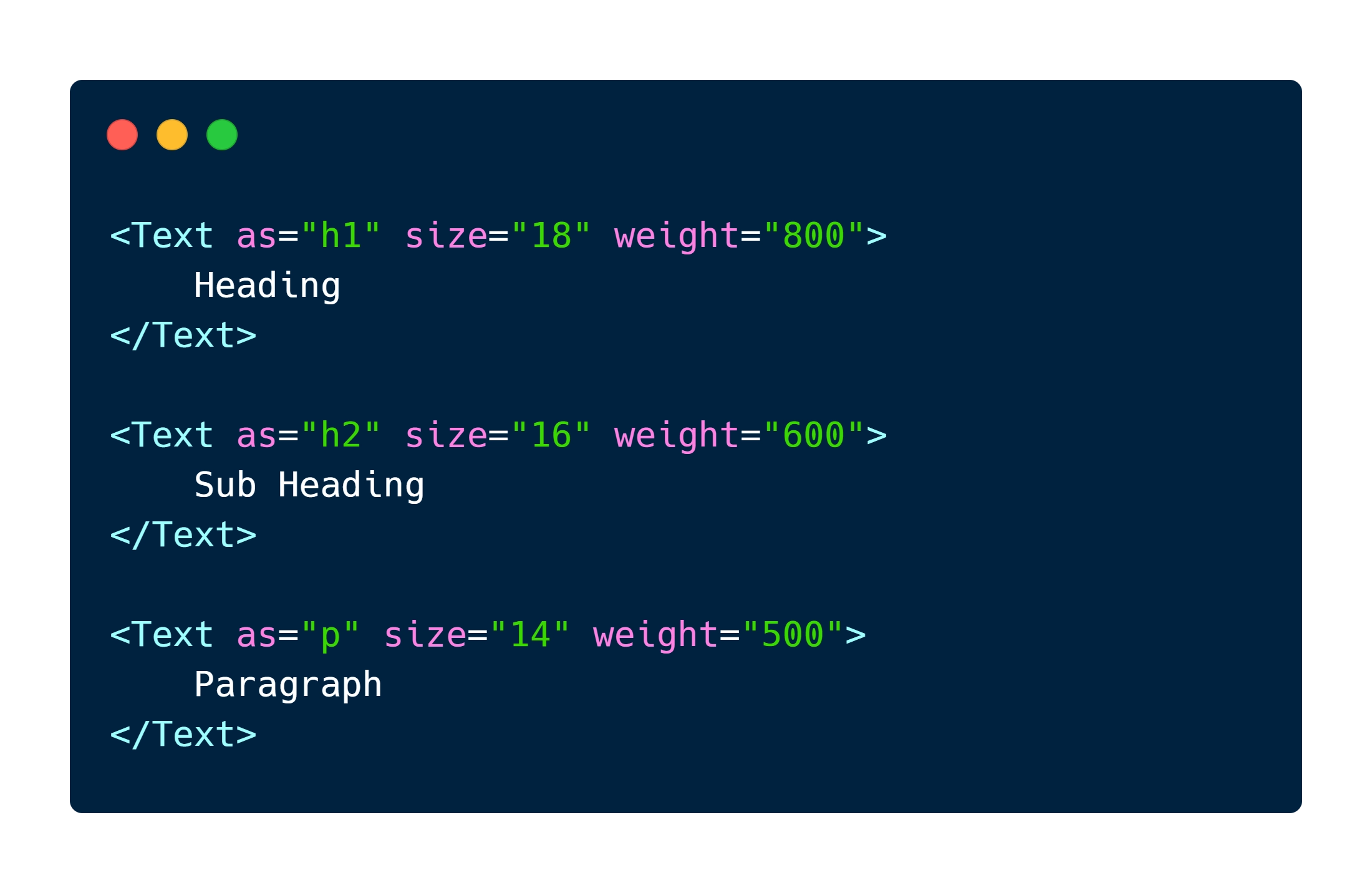 The "as" prop causes a component to render using the specified element