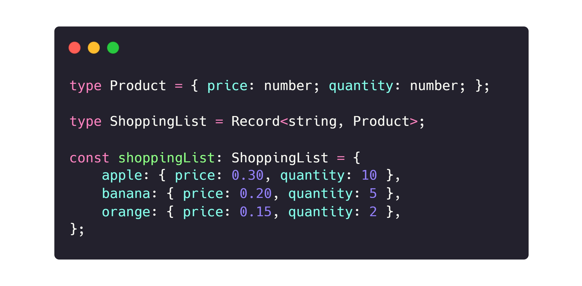 Using the record type to represent objects with currently unknown property names